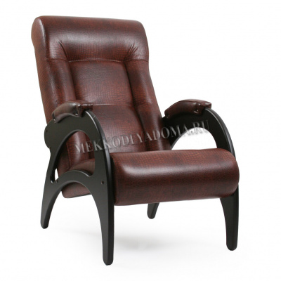 Кресло для отдыха Неаполь Модель 9 без лозы (Венге-эмаль/Экокожа Коричневый Антик крокодил)